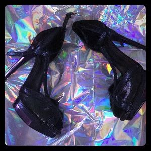 BCBG Black Iridescent Strappy Heels